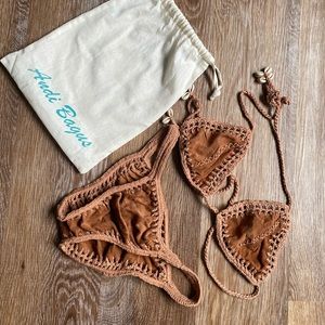 Hand Made Crochet and Suede Bikini S/M